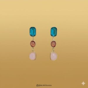 blue enamel dripping bow earrings