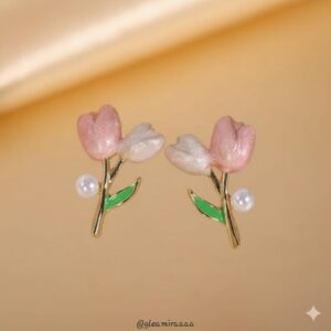 blue enamel dripping bow earrings