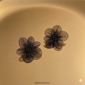 blue enamel dripping bow earrings