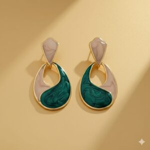 emerald green crystal square stud earrings: