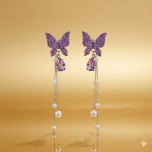 amethyst heart drop earrings