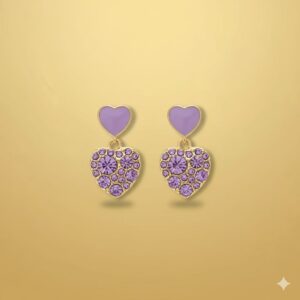 amethyst heart drop earrings