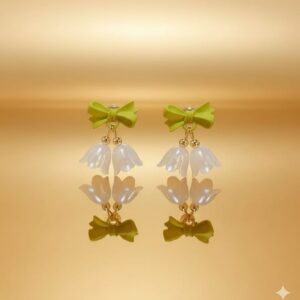 seashell heart drop earrings (light pink)