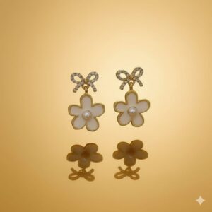 fluttering pearl & diamond butterfly earrings