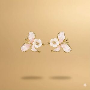 fluttering pearl & diamond butterfly earrings