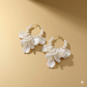 crystal butterfly & pink bead drop earrings