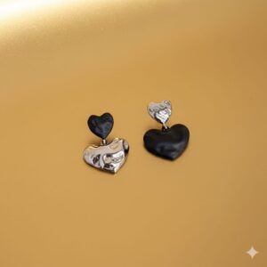 red enamel gold hoop earrings