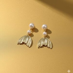 mermaid tail pearl drop earrings