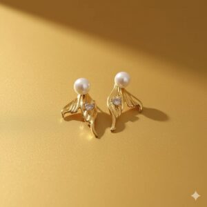 mermaid tail pearl drop earrings