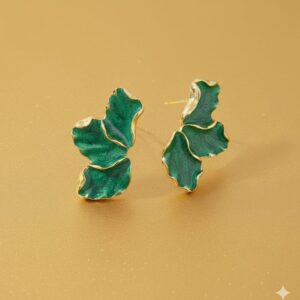 blue leaf crystal drop earrings