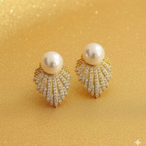 gold edged blue enamel heart stud earrings