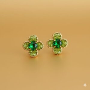 gold edged blue enamel heart stud earrings