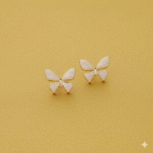 white enamel butterfly stud earrings