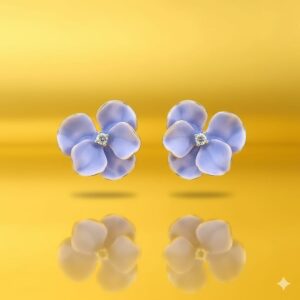 blue enamel flower stud earrings