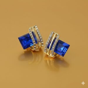 blue enamel flower stud earrings