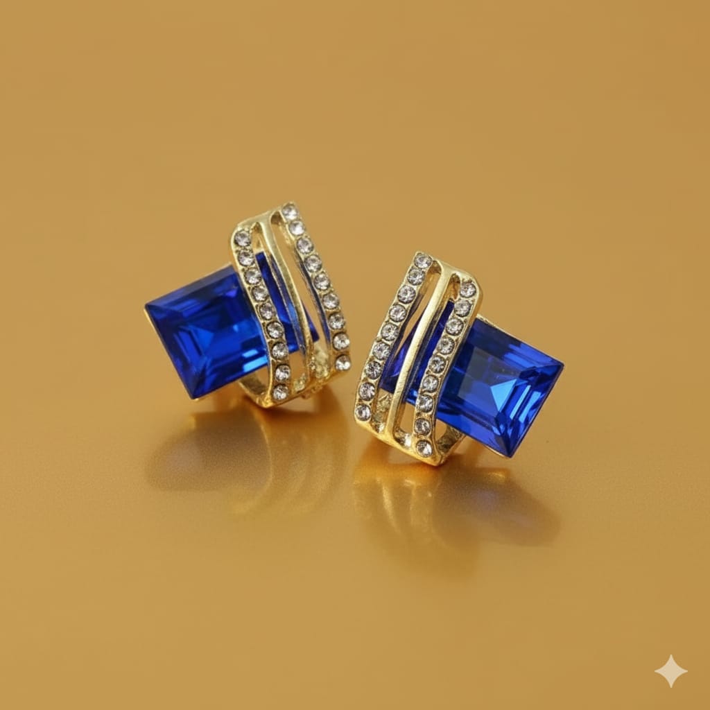 blue enamel flower stud earrings blue enamel flower stud earrings