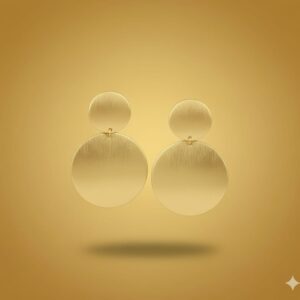 brushed gold disc drop earrings