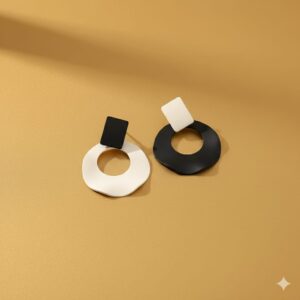 brushed gold disc drop earrings